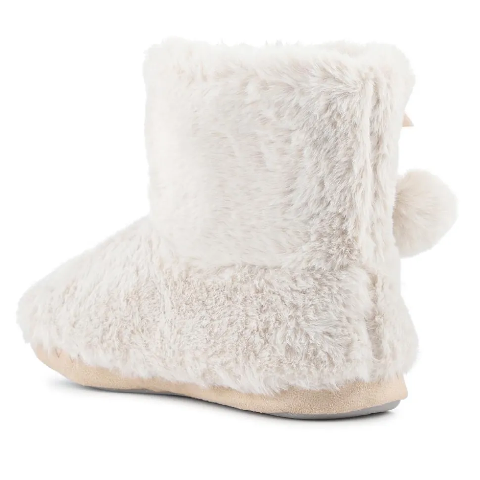 Fluffy Slippers Boots - Cream