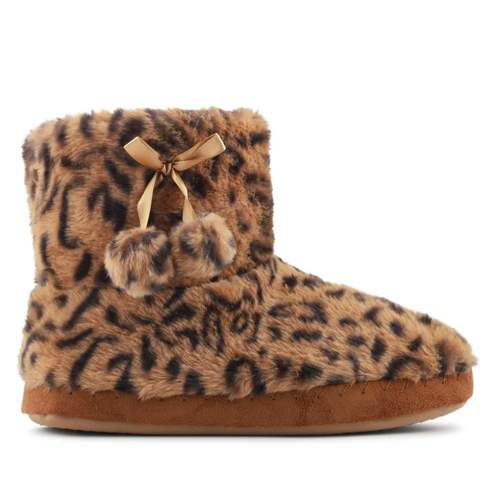 Fluffy Slippers Boots - Leopard