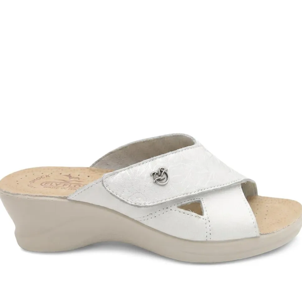 Fly Flot Adjustable Fasten Mule Sandals - White
