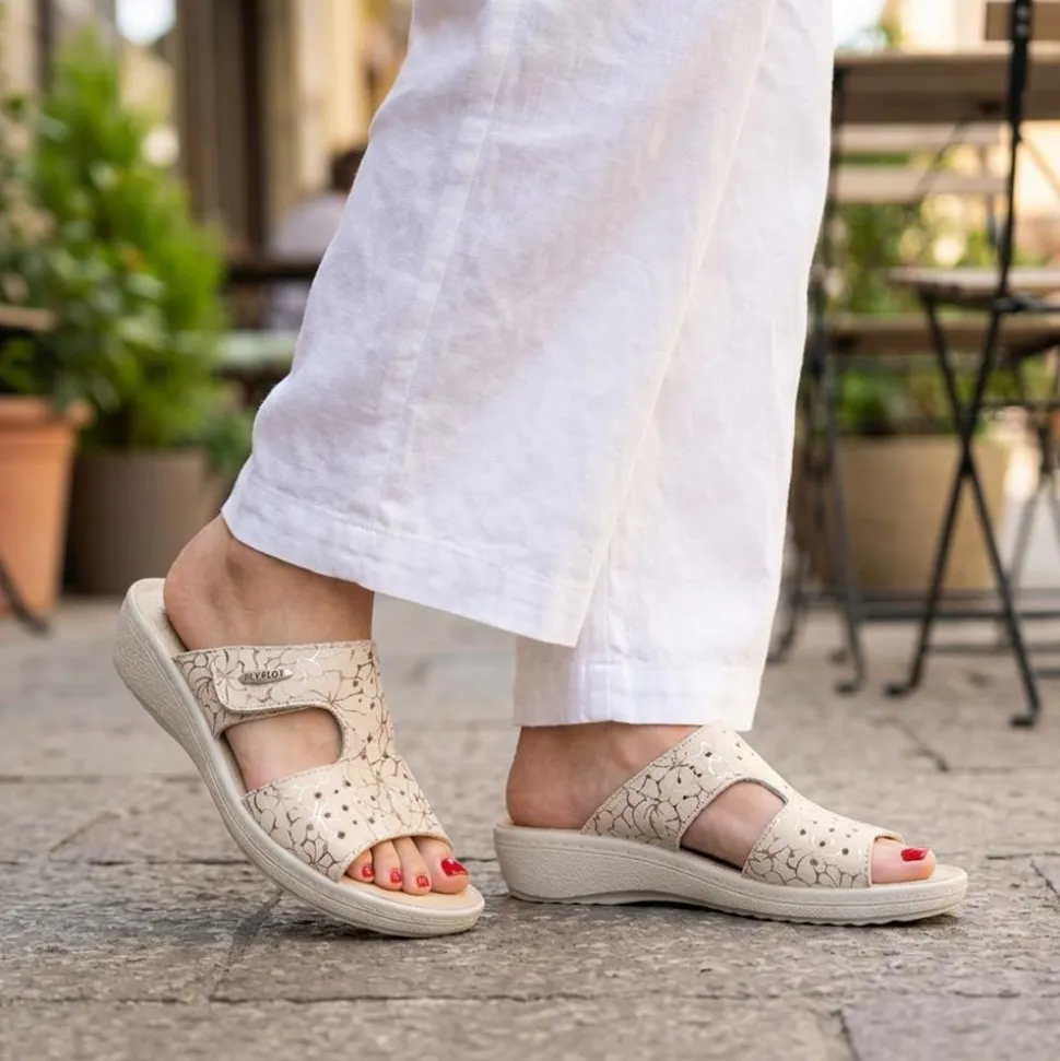 Fly Flot Adjustable Fit Mule Sandals - Beige