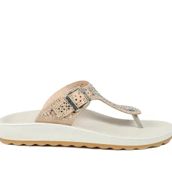 Fly Flot Buckled Toe Post Sandals - Beige