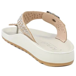 Fly Flot Buckled Toe Post Sandals - Beige