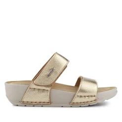 Fly Flot Chunky Dual Strap Touch Fasten Sandals - Gold