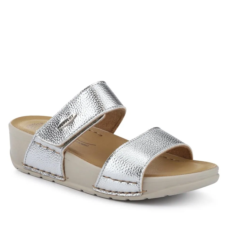 Fly Flot Chunky Dual Strap Touch Fasten Sandals - Silver