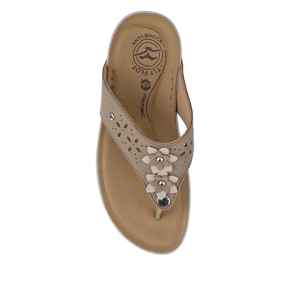 Fly Flot Cushioning Toe Post Sandals - Beige