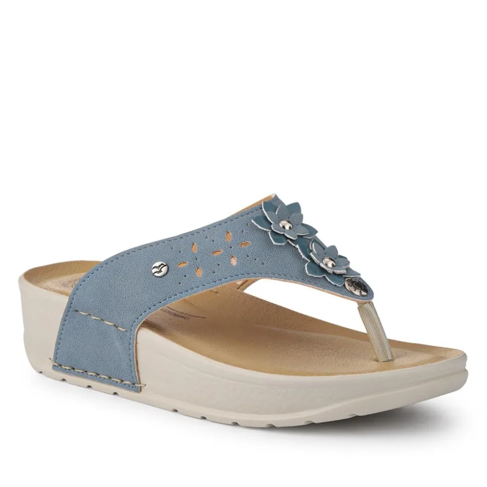 Fly Flot Cushioning Toe Post Sandals - Blue