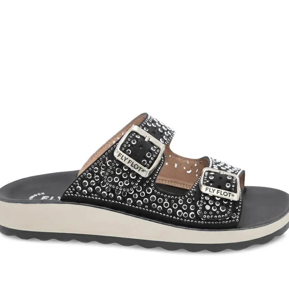 Fly Flot Dual Buckle Cushioned Sandals - Black