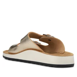 Fly Flot Dual Buckle Strapped Mule Sandals - Gold