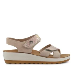 Fly Flot Dual Fastening Leather Sandals - Beige