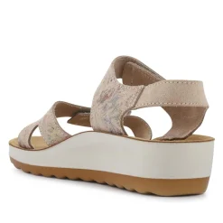 Fly Flot Dual Fastening Leather Sandals - Beige