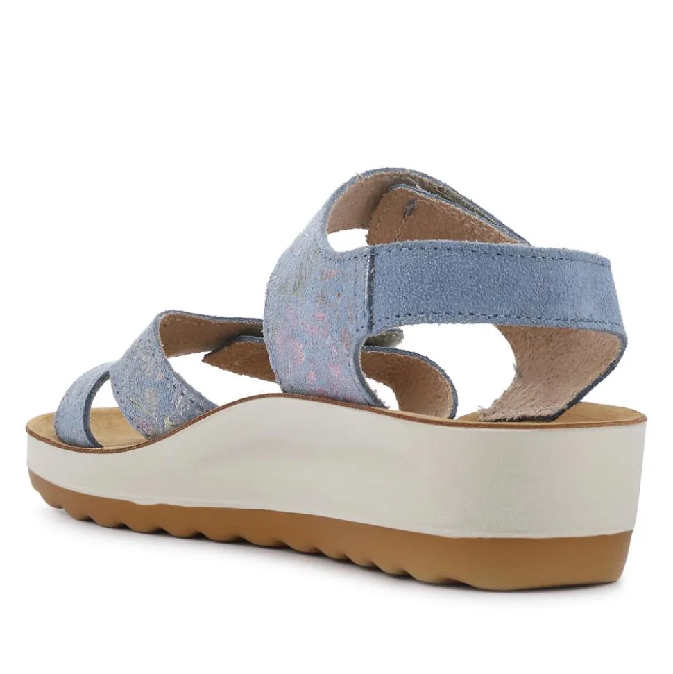 Fly Flot Dual Fastening Leather Sandals - Blue
