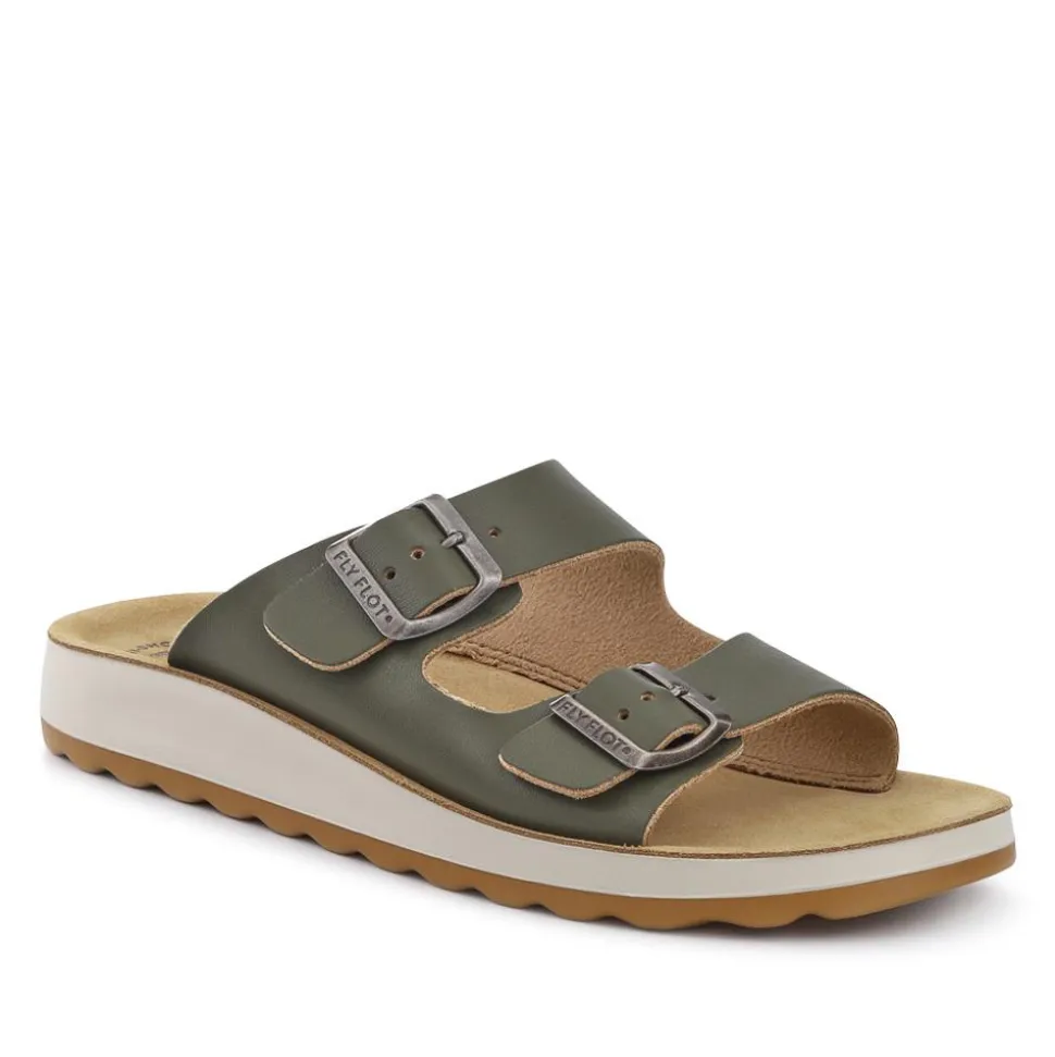 Fly Flot Dual-Strap Slip-On Sandals - Khaki