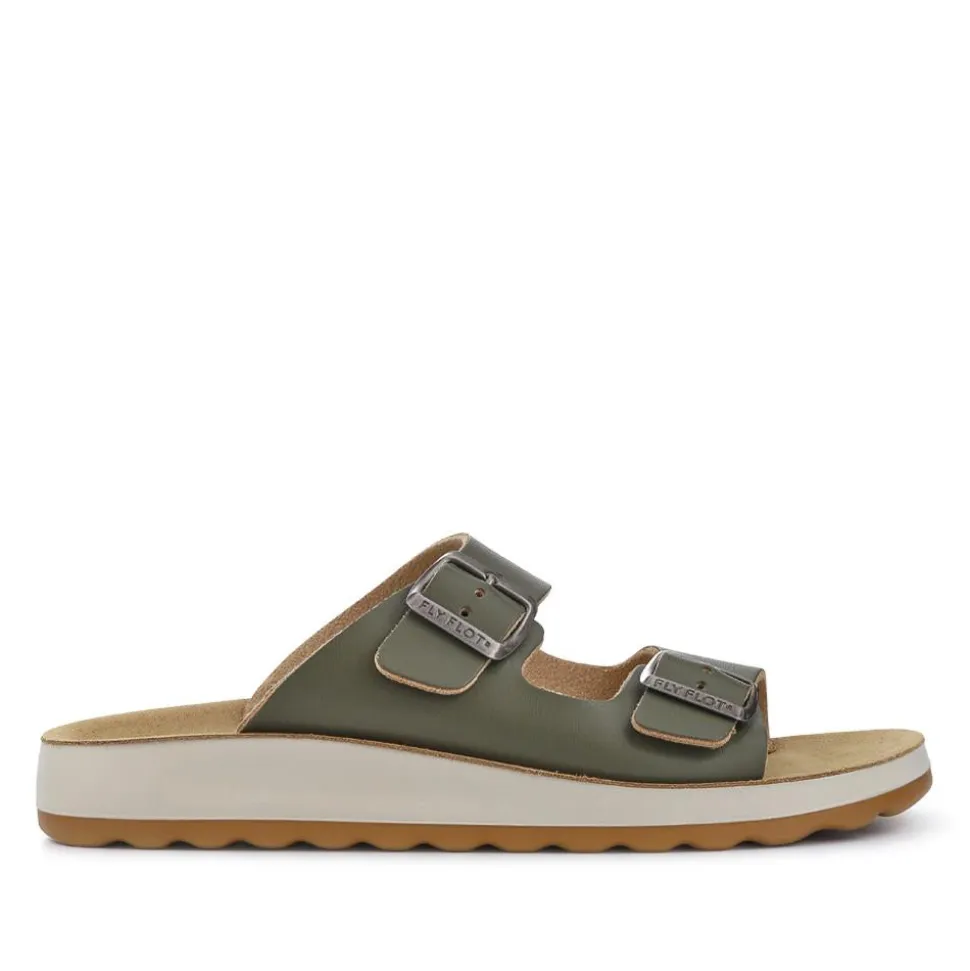 Fly Flot Dual-Strap Slip-On Sandals - Khaki