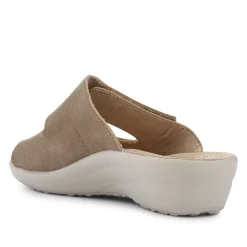 Fly Flot Dual Touch Fastening Leather Mules - Beige