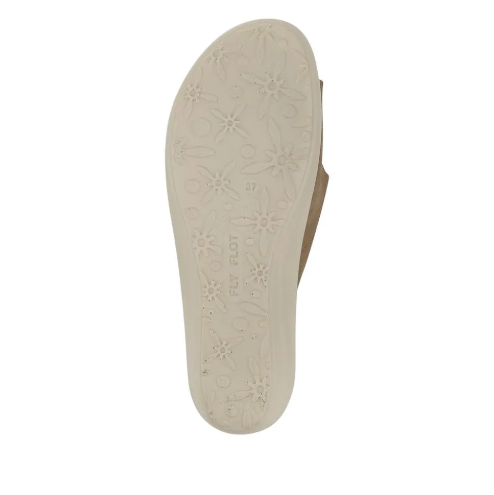 Fly Flot Dual Touch Fastening Leather Mules - Beige