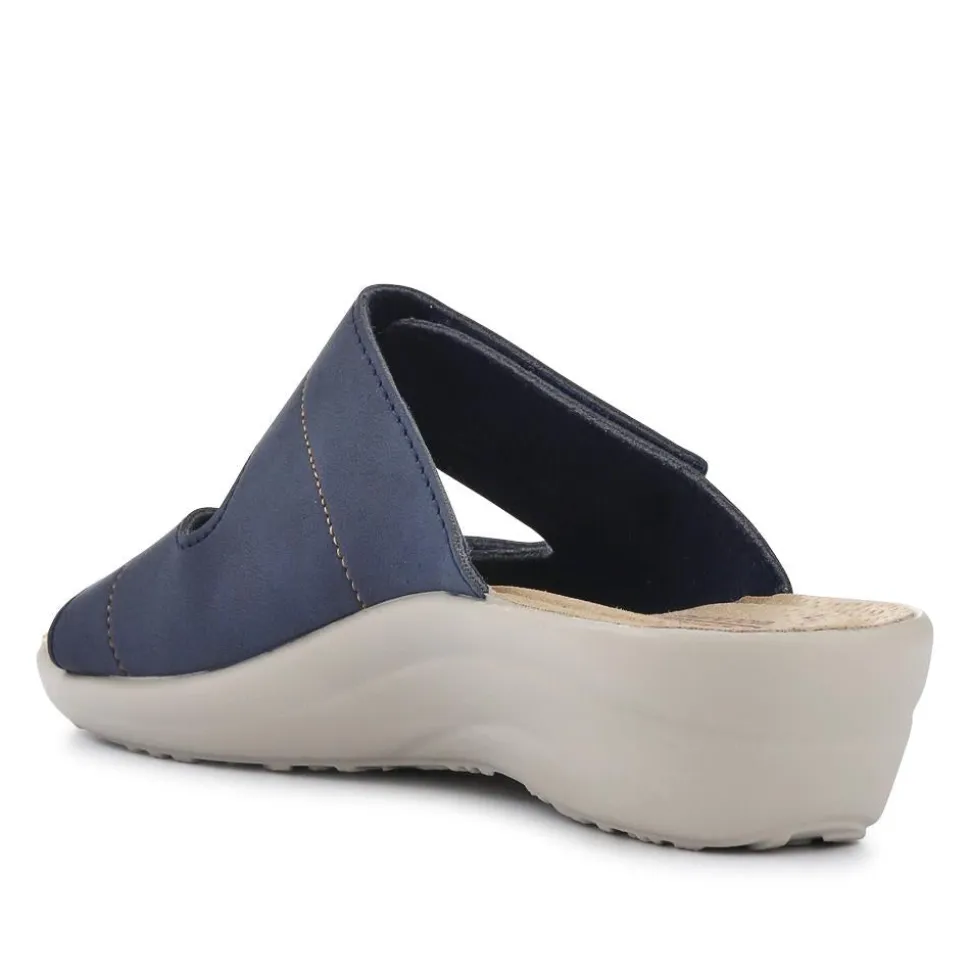 Fly Flot Dual Touch Fastening Leather Mules - Blue