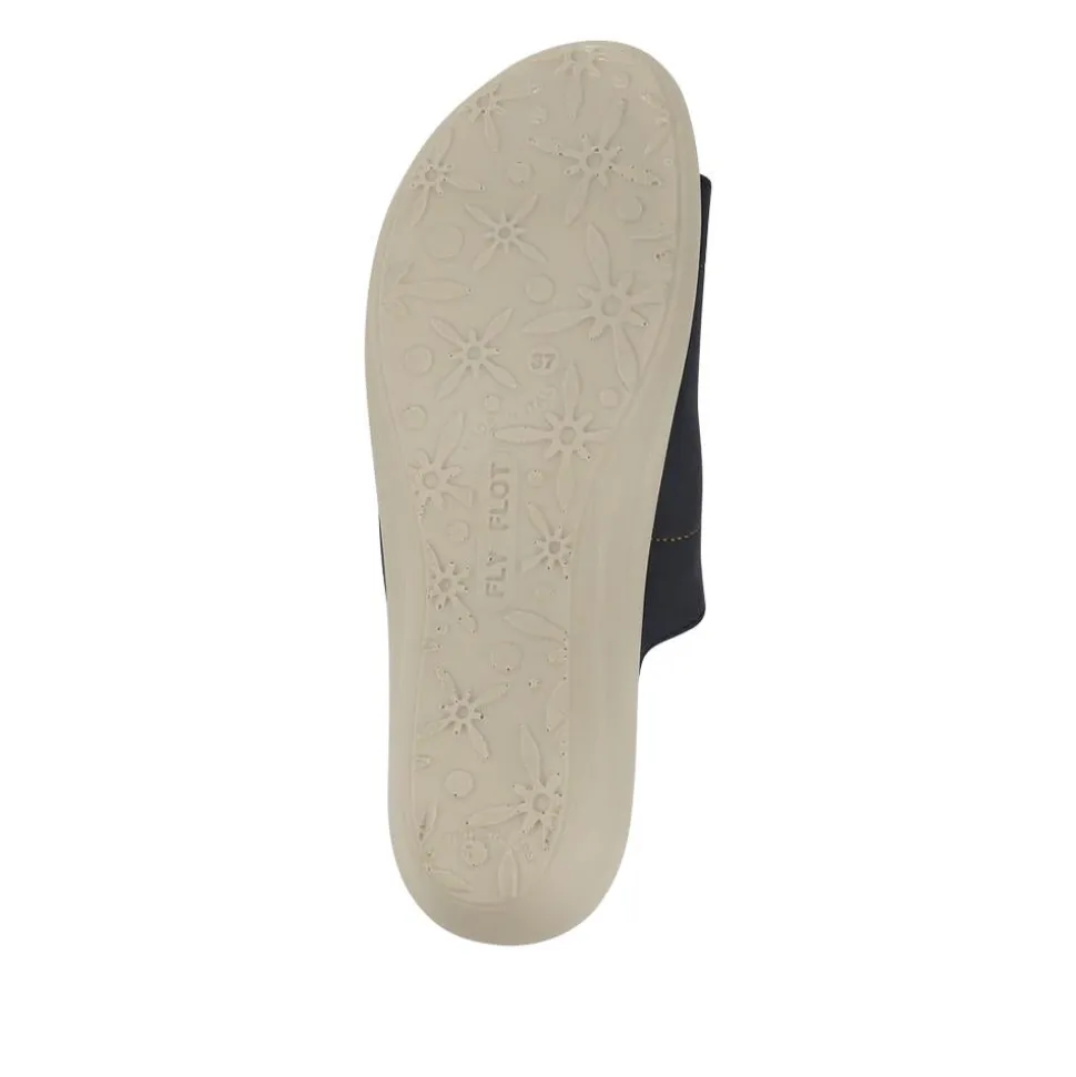 Fly Flot Dual Touch Fastening Leather Mules - Blue