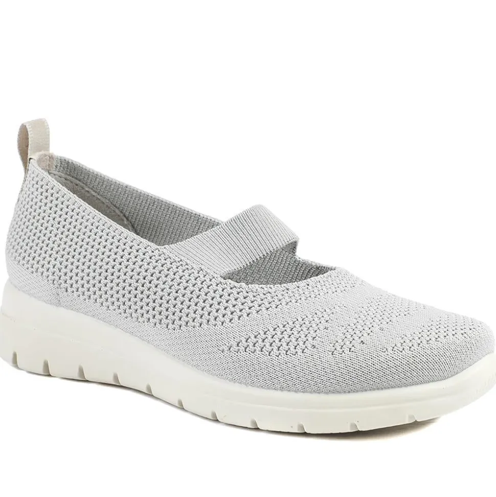 Fly Flot Elasticated Mary Janes - Light Grey
