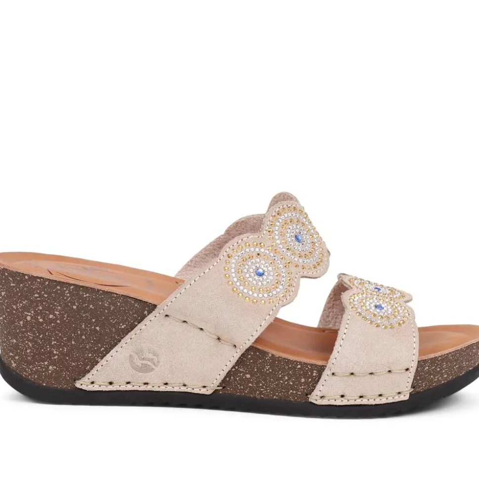 Fly Flot Embellished Wedge Sandals - Beige