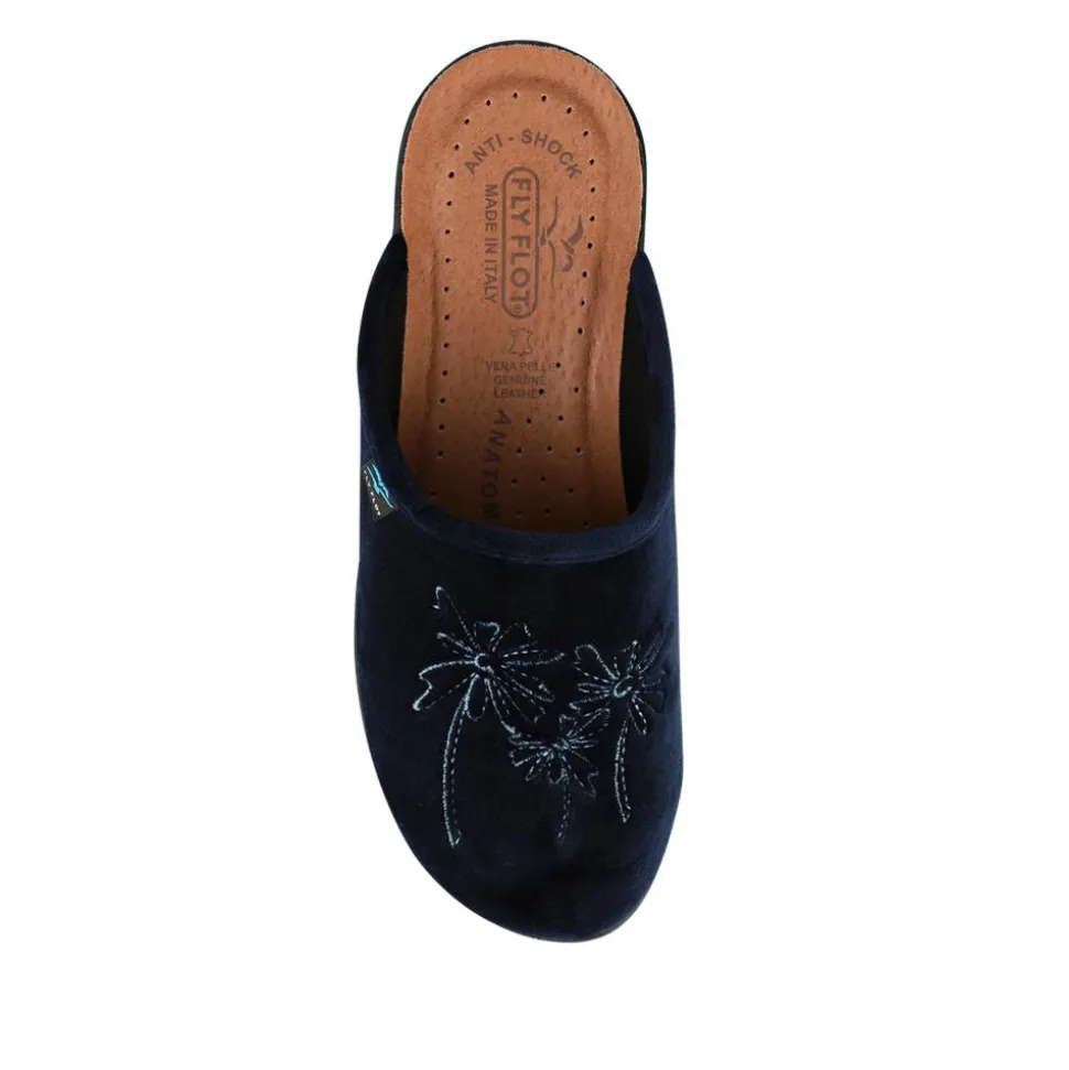 Fly Flot Engraved Self Moulding Mules - Navy