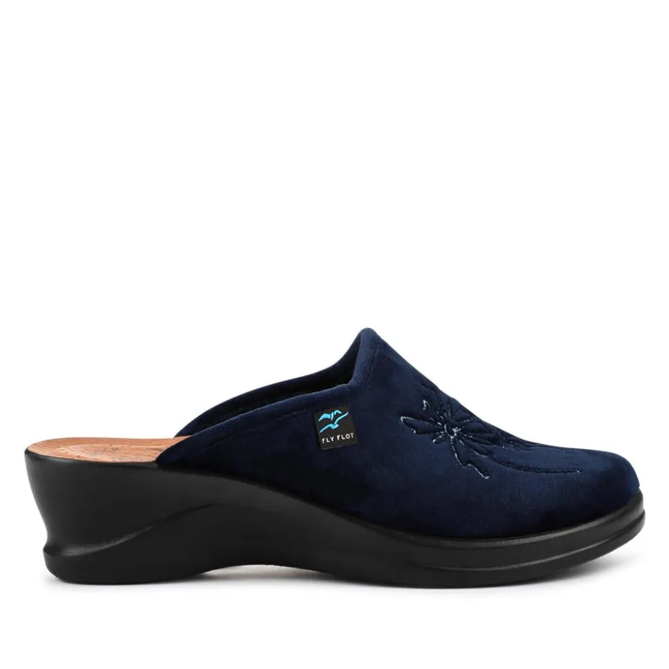 Fly Flot Engraved Self Moulding Mules - Navy