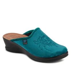 Fly Flot Engraved Self Moulding Mules - Teal