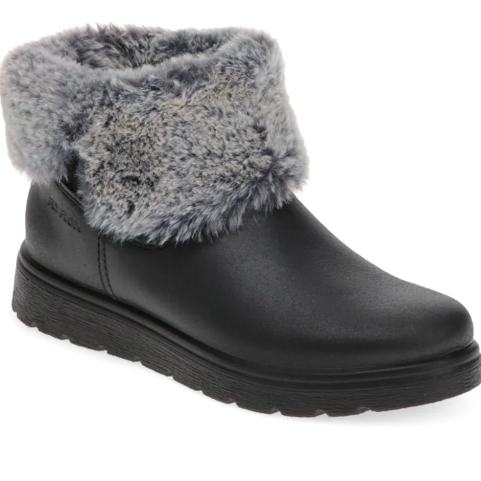 Fly Flot Faux Fur Ankle Boots - Black