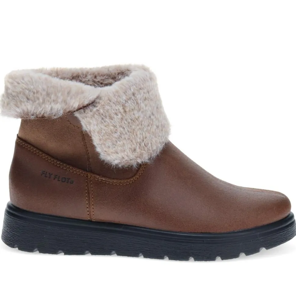 Fly Flot Faux Fur Ankle Boots - Brown