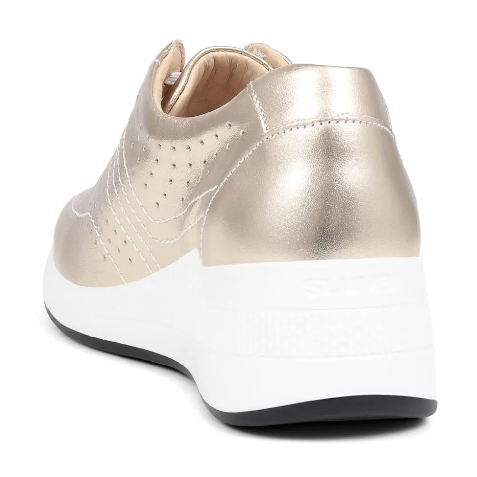 Fly Flot Lace Up Leather Trainers - Gold