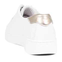 Fly Flot Lace Up Leather Trainers - White-Gold