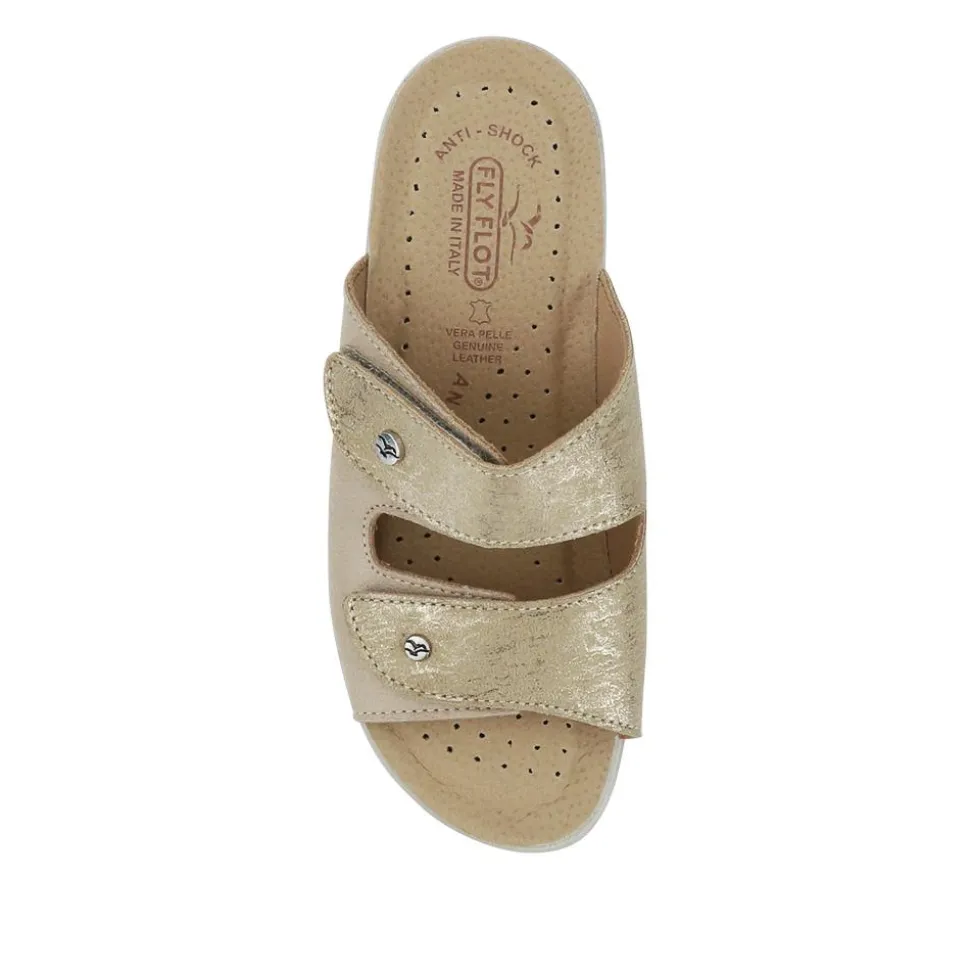Fly Flot Leather Dual-Strapped Sandals - Beige