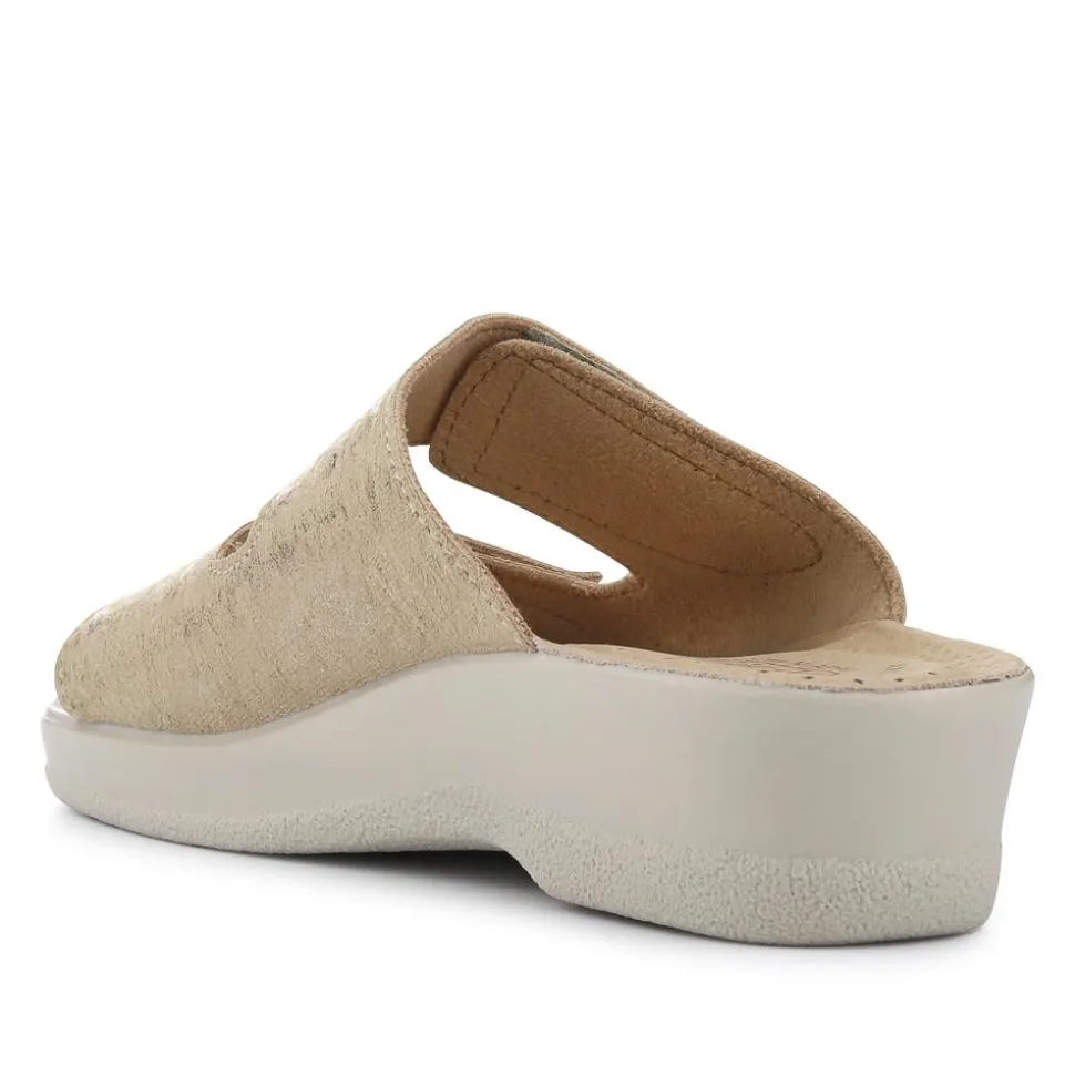 Fly Flot Leather Dual-Strapped Sandals - Beige
