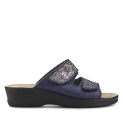 Fly Flot Leather Dual-Strapped Sandals - Blue