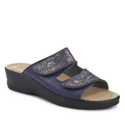 Fly Flot Leather Dual-Strapped Sandals - Blue