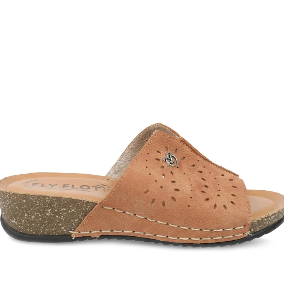 Fly Flot Leather Mule Sandals - Tan