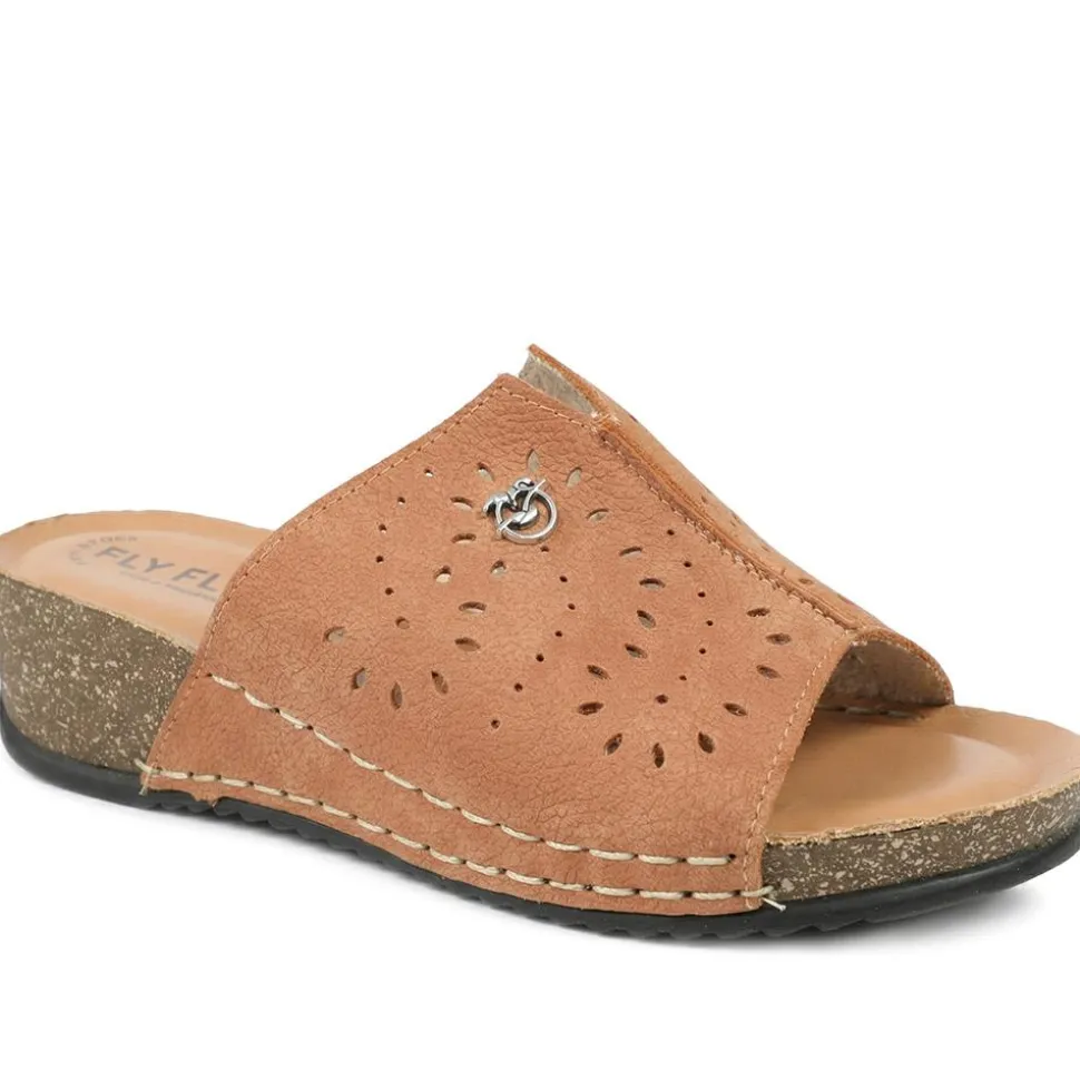 Fly Flot Leather Mule Sandals - Tan