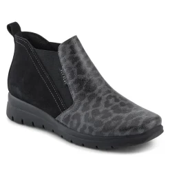 Fly Flot Leather Slip On Boots - Black Leopard