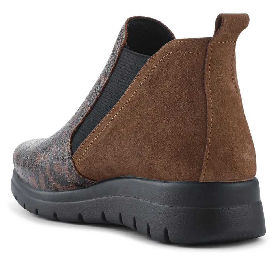 Fly Flot Leather Slip On Boots - Brown Leopard