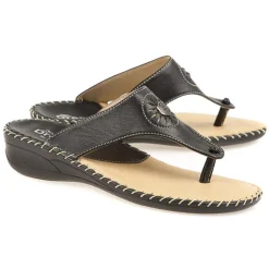 Fly Flot Leather Toe Post with Metal Centre Stud - Black