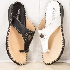 Fly Flot Leather Toe Post with Metal Centre Stud - Black
