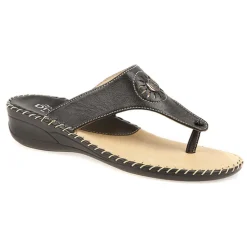 Fly Flot Leather Toe Post with Metal Centre Stud - Black