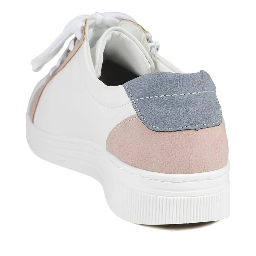 Fly Flot Leather Trainers with Functional Zip - White Multi