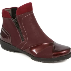 Fly Flot Patent Accented Ankle Boots - Burgundy