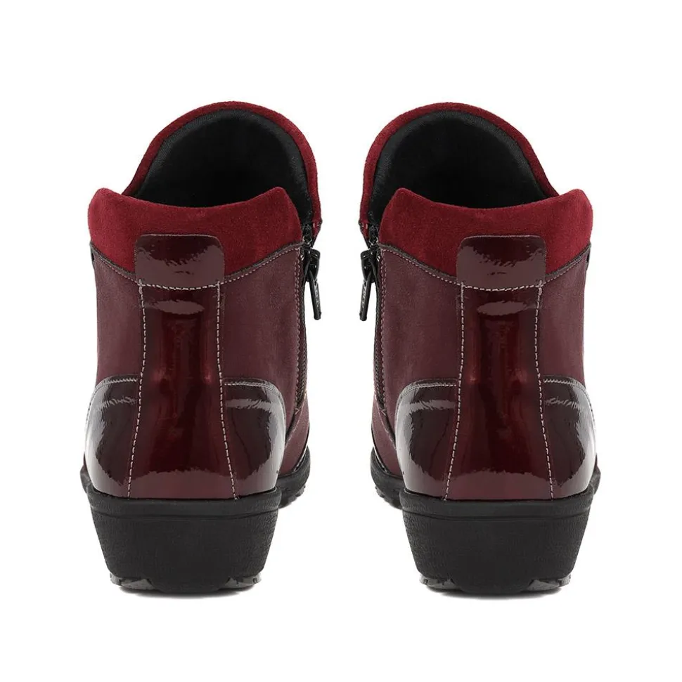 Fly Flot Patent Accented Ankle Boots - Burgundy