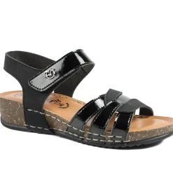 Fly Flot Patent Touch Fasten Sandals - Black