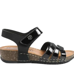 Fly Flot Patent Touch Fasten Sandals - Black