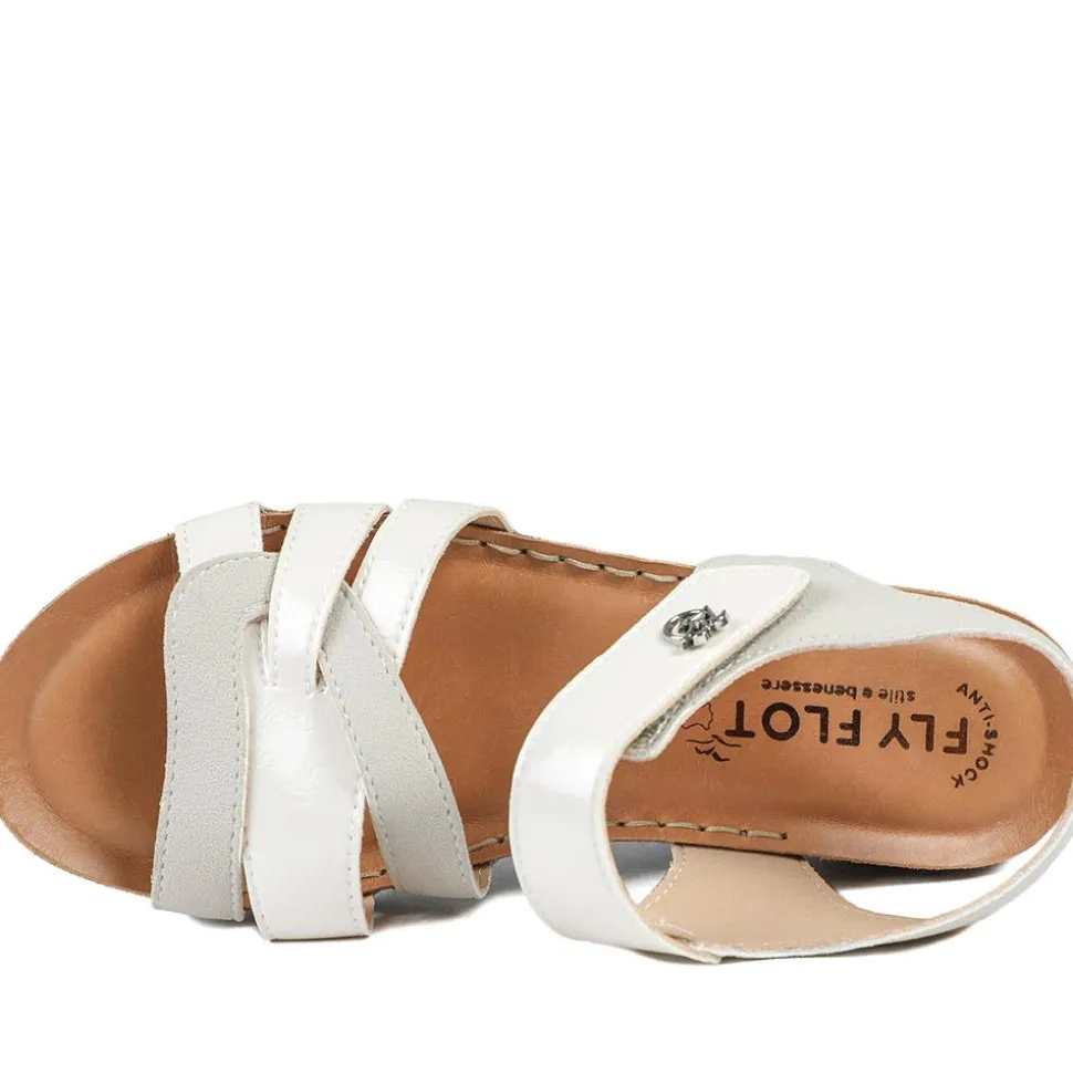 Fly Flot Patent Touch Fasten Sandals - Off White