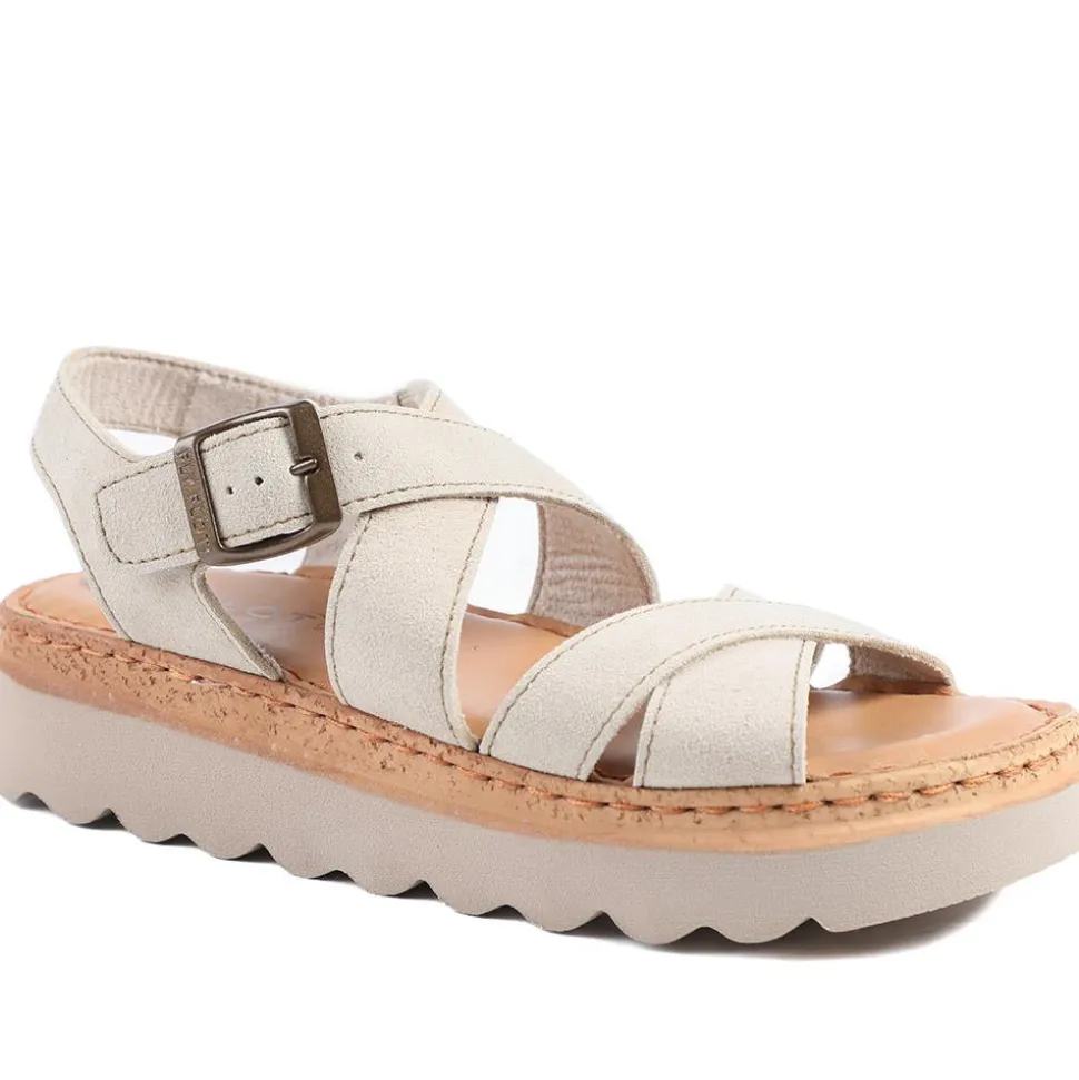 Fly Flot Platform Heel Buckled Sandals - Beige