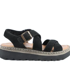 Fly Flot Platform Heel Buckled Sandals - Black
