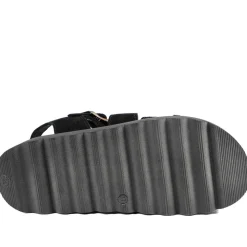 Fly Flot Platform Heel Buckled Sandals - Black